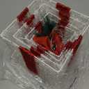 Set of 4 Christmas Lighted Gift Boxes, Stackable Light Up Present Boxes Ornament, Battery Operated Xmas Present Boxes, LED Christmas Boxes with Bows for Indoor Christmas Tree, Yard, (Red)