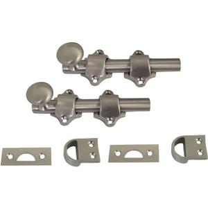 QCAA Solid Brass Dutch Door Bolt, 4", Brushed Satin Nickel, Made in Taiwan, 2 Pack