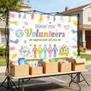 AIBIIN Thank You Volunteers Banner Volunteer Appreciation Decorations Backdrop Happy National Volunteer Week Month Banner Colorful Volunteers Appreciation Decor 70.8 x 43.3 Inch