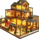 Spilay DIY Dollhouse Miniature with Wooden Furniture,DIY Dollhouse Kit Big Japanese Courtyard Model with LED & Music Box,1:24 Scale Creative Room Gift Idea for Adult Friend Lover (Yaquan Courtyard)