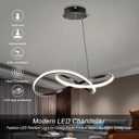 Modern LED Pendant Light FixtureBlack Contemporary Ceiling Hanging Fixture with Irregular Ring Lights for Dining Living Room Bedroom Kitchen Island Cafe4000KNeutral Light, Medium