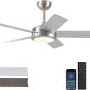 Ceiling Fan with Lights and Remote/APP - 42" Modern Low Profile Ceiling Fan with 5 Reversible Blades, 3CCT Dimmable, Ceiling Fans for Indoor/Covered Outdoor, Brushed Nickel