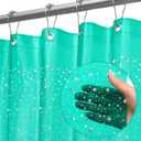 Green Holographic 3D EVA Shower Curtain Liner Glitter Star, 72x72 Premium Light Weight Plastic Bathroom Shower Curtain with Rustproof Metal Grommets for Shower Stall, Bathtubs(No Hooks)