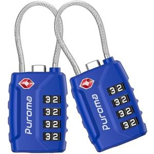 Puroma 2 Pack TSA Approved Luggage Locks, 4 Digit Combination Travel Locks Resettable Code Lock with Zinc Alloy Body for Suitcase, Toolbox, Backpack, Bag, Gym Locker (Blue)