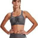 Under Armour Women's High Crossback Heather Zip Bra (36C, Charcoal Light Heather (019)/Black)