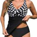 Swimsuits for Women Tummy Control Bathing Suits Two Piece Tankini Tops with Bikini Bottoms Twist Swimwear, S