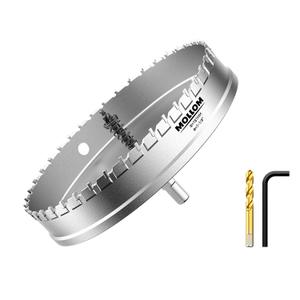 Mollom (7-1/8''|181mm) Heavy Duty Carbide Hole Saw with 2 Pilot Drill Bits, Hole Cutter cuts Stainless Steel, mild Steel, Iron, Copper, Brass, Plastic