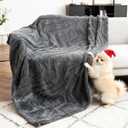 Waterproof Dog Blanket for Couch  Double Sided Washable Cat Puppy Blanket, Durable Furniture Protector for Dogs and Cats, Grey L(6050)"
