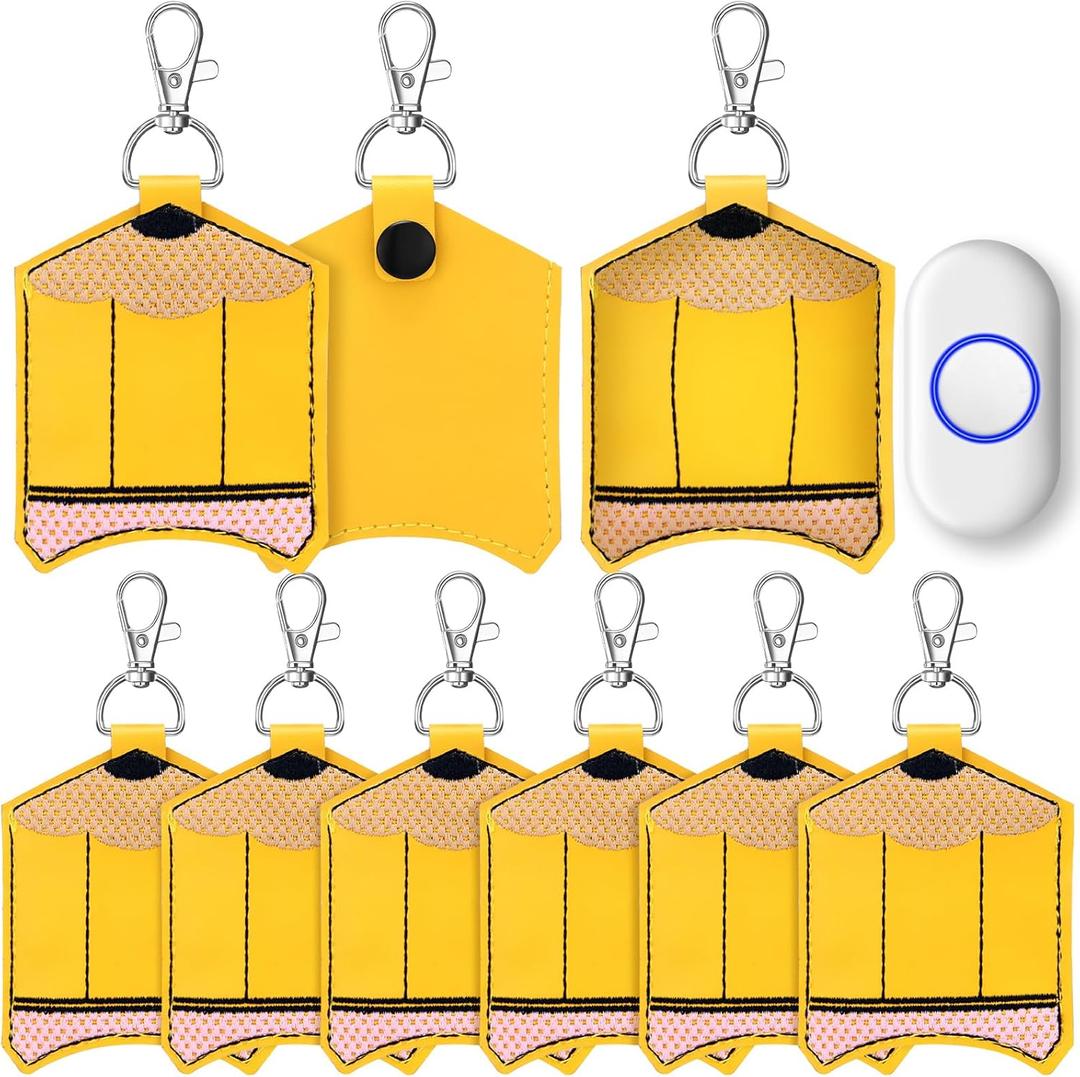 6 Pcs Christmas Classroom Doorbell Holders for Teachers Lanyard, PU Leather Class Bell Keychain Case for Back to School Gift(Pencil) 6 Pcs Christmas Classroom Doorbell Holders for Teachers Lanyard, PU Leather Class Bell Keychain Case for Back to School Gift(Pencil)