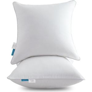 Oubonun 28 x 28 Euro Pillow Inserts with 100% Cotton Cover - Square Interior Sofa Decorative Throw Pillow Insert Set of 2 - White Couch Pillow