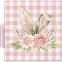 Whaline 80Pcs Easter Paper Napkin Rabbit Floral Greenery Disposable Luncheon Napkins Pink Plaid Bunny Ear Flower Dinner Hand Napkins for Spring Party Supplies Table Decoration