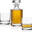 Whiskey Decanter set for Scotch Bourbon or  Includes 2 Old Fashioned Whisky Glasses with crystal tray