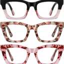 Reading Glasses for Women-5 Pack Blue Light Blocking Square Fashion Readers with Spring Hinge Computer Eyeglasses(Mix1, 2.50x)