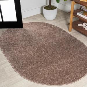 JONATHAN Y Haze Solid Low-Pile Brown 4x6 Oval Indoor Area Rug, Coastal,Bohemian,Minimalist,Classic, Easy-Cleaning for Living Room,Bedroom,Kitchen,Pet Friendly,Non-Shedding (SEU100J-4OV)