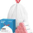 KdbK 13.2 Gallon Tall Kitchen Drawstring Trash Bags, 120 Count Pre-separated Garbage Bags, Unscented, Leak Proof, Waste Bag for Kitchen, Office, Home