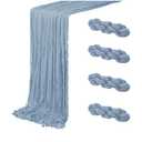3 Pack Cheesecloth Table Runner, Table Decor 10ft Boho Gauze Cheese Cloth Romantic Wedding Runner Gauze Table Runner for Baby Shower Bridal Shower Wedding Birthday Party Table Decor (Blue)
