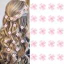 YISSION 20Pcs Mini Pink Flower Hair Clips with Rhinestone Cute Hair Pins Decorative Hair Clips Wedding Hair Barrettes Bridal Hair Accessories for Girls Women