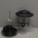 Bird Feeder for Outdoor, Metal Wild Bird Feeder Hanging Outside, 7.5" Copper Roof and 360 Degree Feeding Tray with 2 Extra Feeding Ports, 3 Lbs Bird Seeds Capacity (Bronze)