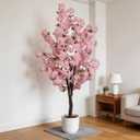 Pink Artificial Cherry Blossoms Tree Faux Cherry Blossom Tree Indoor Beautiful Trees for Home Christmas New Year Decor