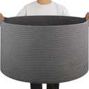 OIAHOMY 90L Blanket Basket for Living Room, Large Basket 23" x 23" x 13" with Handle, Laundry Hamper for Blankets, Pillows, Toy Storage for Kids, Dogs - Grey