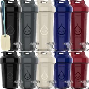 10 PACK- Shaker Bottles for Protein Mixes | BPA-Free & Dishwasher Safe | 5 Large 28 oz & 5 20 oz small protein shaker bottle | Shaker Cups for protein shakes | Blender Shaker Bottle Pack (Black,Grey,Blue,Red,White)