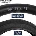14 Inch Bike Tire, 14x1.75/47-254 Tire and 14x1.75/2.125 Inner Tube with 32MM Schrader Valve for Kids BMX Bike Folding Bicycle