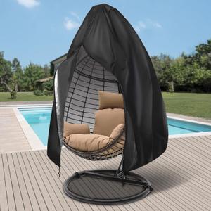 Patio Egg Chair Cover with Zipper,Outdoor Hanging Egg Chair Cover,UV Resistant,Windproof Heavy Duty,Wicker Egg Swing Chair Covers,Fits Single Seat Egg Chair,75"" x 45"",Black
