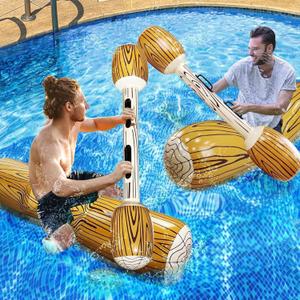 [Upgraded Log Rafts] 4 Pcs Jumbo Inflatable Battle Log Pool Game - 2 Players Inflatable Floating Toy for Kids Adults, Family Pool Fighting Float Row Toys for Pool Parties, Beach, Summer Outdoor Sports