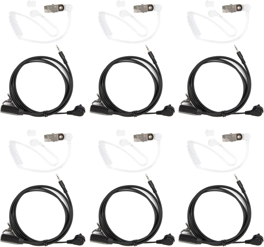 Walkie Talkie Headset for Cobra 1 Pin Acoustic Tube Earpiece with Mic Headsets with PTT Compatible with Cobra Talkabout CXT195 CX112 ACXT1035r ACXT145 ACXT545 PX655 RX385 RX685 Two Way Radio(6 Pack)