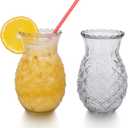 Cocktail Glasses, 20 Oz Pineapple Glasses Tropical Tiki Glassware Glass Cups for Cocktails, Drinking Glasses for Wine, Juice, Milk, Water, Bar, Party, Wedding (Set of 2)