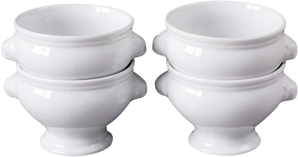 Cinf Ceramic 16 oz Set of 4 Lion Head Porcelain Soup Bowls White Christmas Gifts Microwave Safe Soup and Fruit Home Kitchen