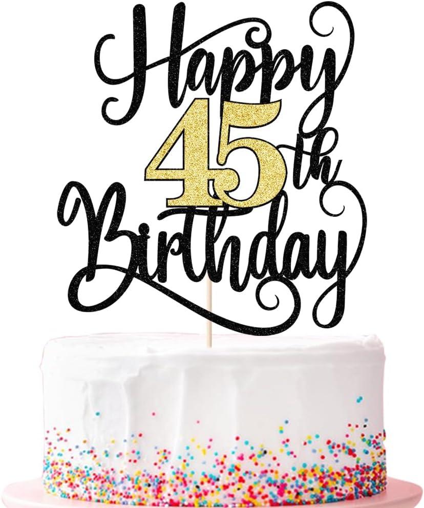 happy 45th birthday cake topper,45 birthday party cake decorations