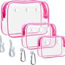 3 Packs Clear Bogg Beach Tote Bag with 2 Pack Insert Hooks Accessories for Bogg Bags Travel Makeup Clean Toiletry Brush Organizer Cosmetic Divider Storage Inner Pouch