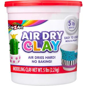 CRA-Z-Art Air Dry Clay - 5lb Bucket Natural White Modeling Clay, Perfect for Sculpting, School Projects, Bulk Class Supplies for Teachers, Day Cares, Camps, Essential for School