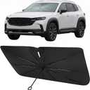 Proadsy Windshield Sun Shade Umbrella for Mazda CX-50 2023-2025 2026 Foldable Car Umbrella Sunshade with Soft TPU Handle Spring Structure Crystal Cooling Material Protect Car from Rays & Heat