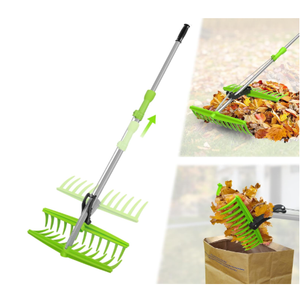 2-in-1 Leaf Grabber Rake, Back Saving Leaf Collector Tool with Long Handle, Efficient Leaf Picker Upper Grabber, Leaves Pickup Shovel for Lawns Yard Work Gardening