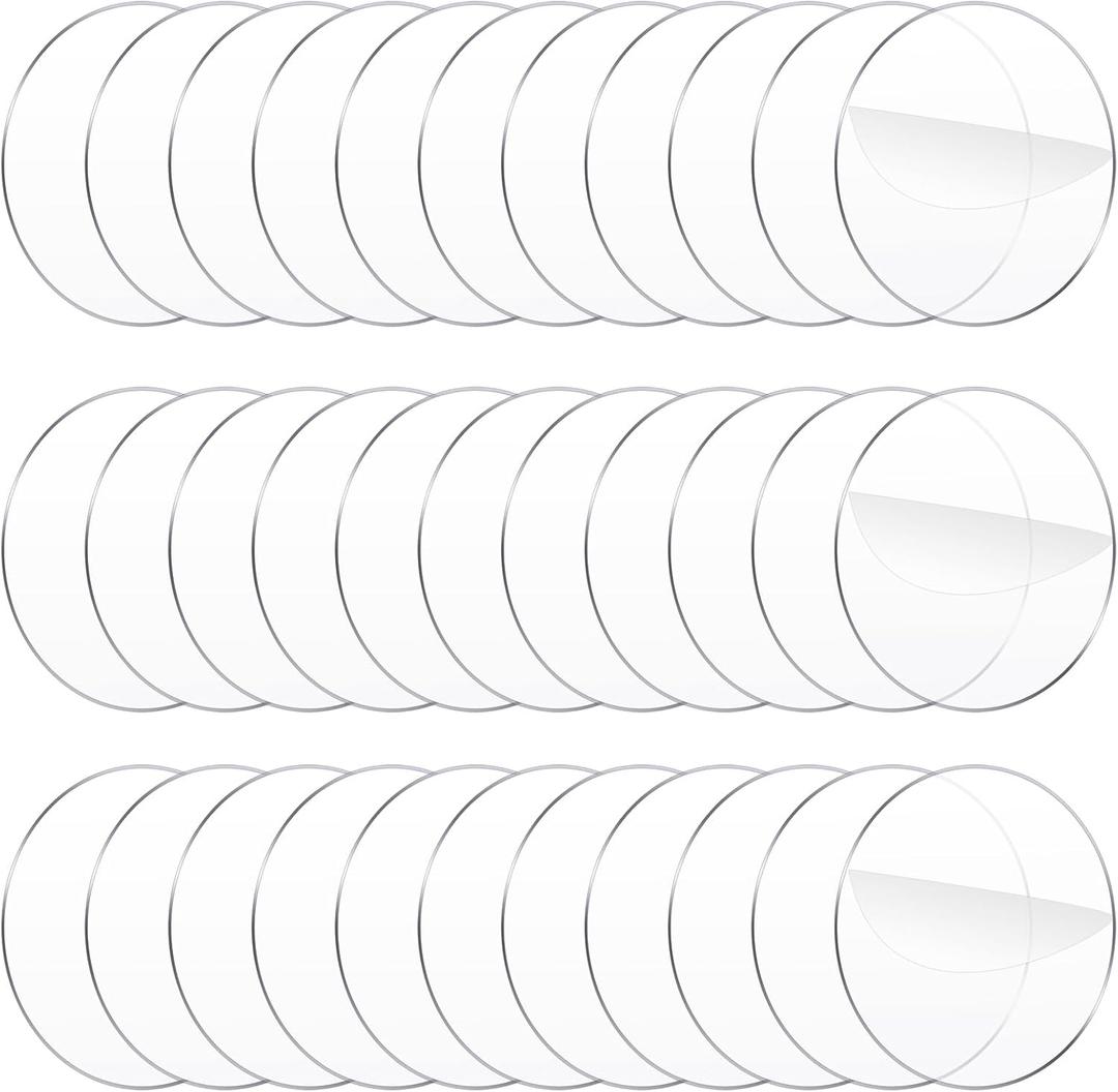 Yalikop 60 Pieces 4 Inch Round Acrylic Clear Blank Transparent Acrylic Disc Blank Round Circle Plastic Disc Sheet for DIY Projects Cake Decoration Crafts Wedding