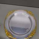 Morejoy 100 Pieces Gold Plastic Plates - Clear Gold Disposable Plates - 10.25inch Clear Plastic Dinner Plates With Gold Rim for Weddings & Parties & Shower