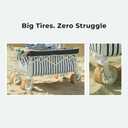 Beach Wagon for Sand with 6.7" Fat Tires, Foldable Beach Cart for Beach & Camping, Large Capacity Easy-Pull Wagon, Heritage Navy Stripe