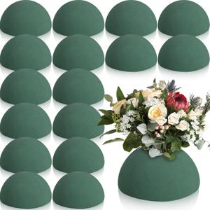 Hsei 16 Pcs Half Ball Floral Foam Dry Floral Flower Foam Round Foam Block Green Foam Balls for Artificial Flowers Plant DIY Floral Foam for Arrangement Wedding Decorations (4.72 x 2.36 Inch)