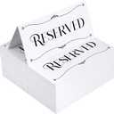 300 Pcs Paper Table Reserved Sign with Name Line Reserved Seating Signs Bulk Double Sided Signs for Reserving Seats Restaurant Wedding Reception Church Board Business Meeting (White Black)