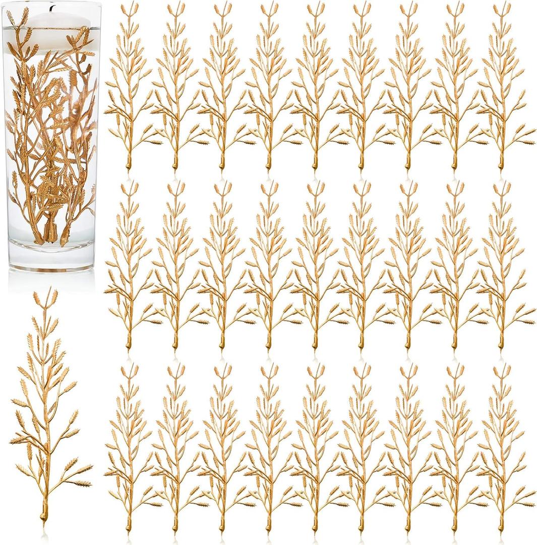 80 Pieces Faux Flowers for Floating Candles Centerpiece 6 x 2 Inch Vase Filler Filling in Floating Candles Mini Flower Filler for Wedding Dinning Table Party Home Bar Restaurant Decoration(Gold)
