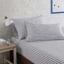 Nautica - Twin/Twin XL Sheet Set, Deep Pocket Fitted Sheet and Pillowcase Set, Double Layer Elastic, Ideal Dorm Essentials (Avery Stripe Navy, Twin/Twin XL)