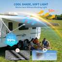 19.5oz Heavy Duty RV Awning Fabric Replacement, 5-Layer Rip-Stop No-Hole Vinyl Camper Awning, Waterproof UV-Resistant RV Canopy for Trailer & Motorhome Awning, Universal Fit, 18FT (Fabric 17'2")