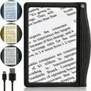 MagniPros 5X Rechargeable Large Ultra Bright LED Page Magnifier with Anti-Glare Lens & 3 Color Dimmable Light Modes, Relieve Eye Strain- Ideal for Reading Small Prints, Low Vision, Seniors (Black)