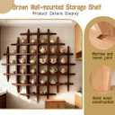 Sphere Solid Wooden Tea Cup Holder,Oversized Hanging Coffee Mug Display Rack Multi Slot Wall Decor Display Cabinet Mug Shelf for Wall for Kitchen Office Living Room(47.247.2'' Dark Brown)