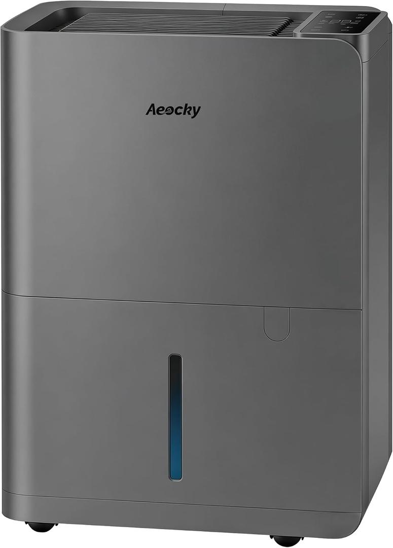 AEOCKY 50 Pint/Day Compressor Dehumidifier, 3500Sq.Ft for Basement, Home, Bedroom, Bathroom, with Drain Hose, Intelligent Humidistat, Quiet
