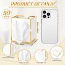 Yeaqee 50 Pcs Mini Metallic Paper Gift Bags with Handles 4x2.75x4.5'' Tiny Small Gift Bags with Thank You Tag for Wedding Graduation Birthday Party Return Gifts Jewelry Business (White,Gold)