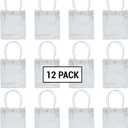 IFAMIO Reusable Clear PVC Tote Bag, 12 Pack Gift Bags with Handle, Transparent Gift Wrap Bags for Merchandise, Small Business, Retail Party, Versatile Display Dimensions