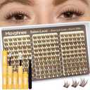 8-12MM Brown Lash Clusters Kit Natural Eyelash Clusters Wispy Cluster Eyelash Extensions Kit Fluffy Individual Lash Extensions with Bond and Seal for Soft Glam (180Pcs, C Curve)